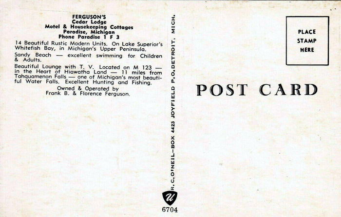 Fergusons Cedar Lodge - Old Postcard (newer photo)